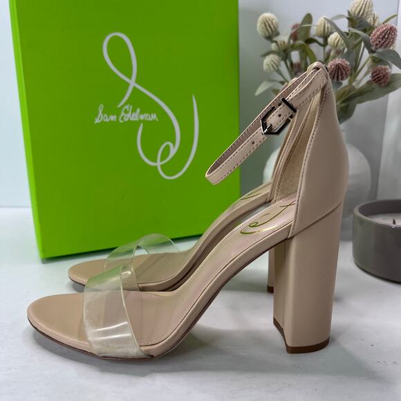Sam Edelman Yaro Ankle Strap Block Heel Sandal Almond Women's 9.5M Tried On - Picture 4 of 10